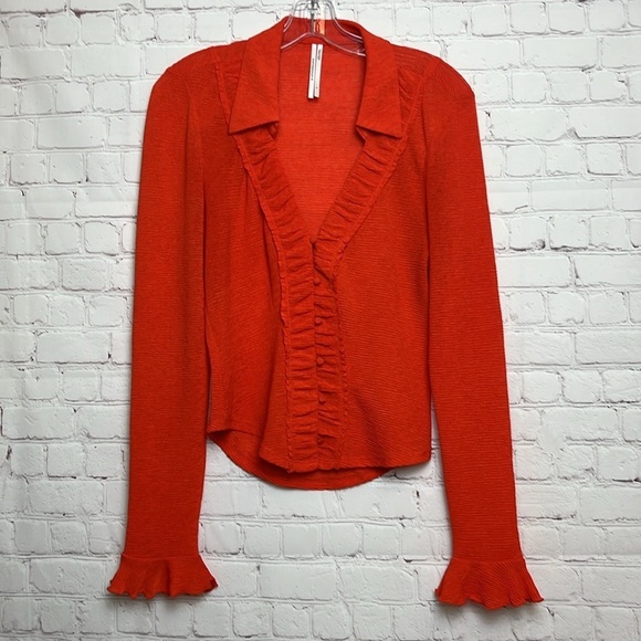 Anthropologie Long Sleeve Textured Blouse - Picture 3 of 11